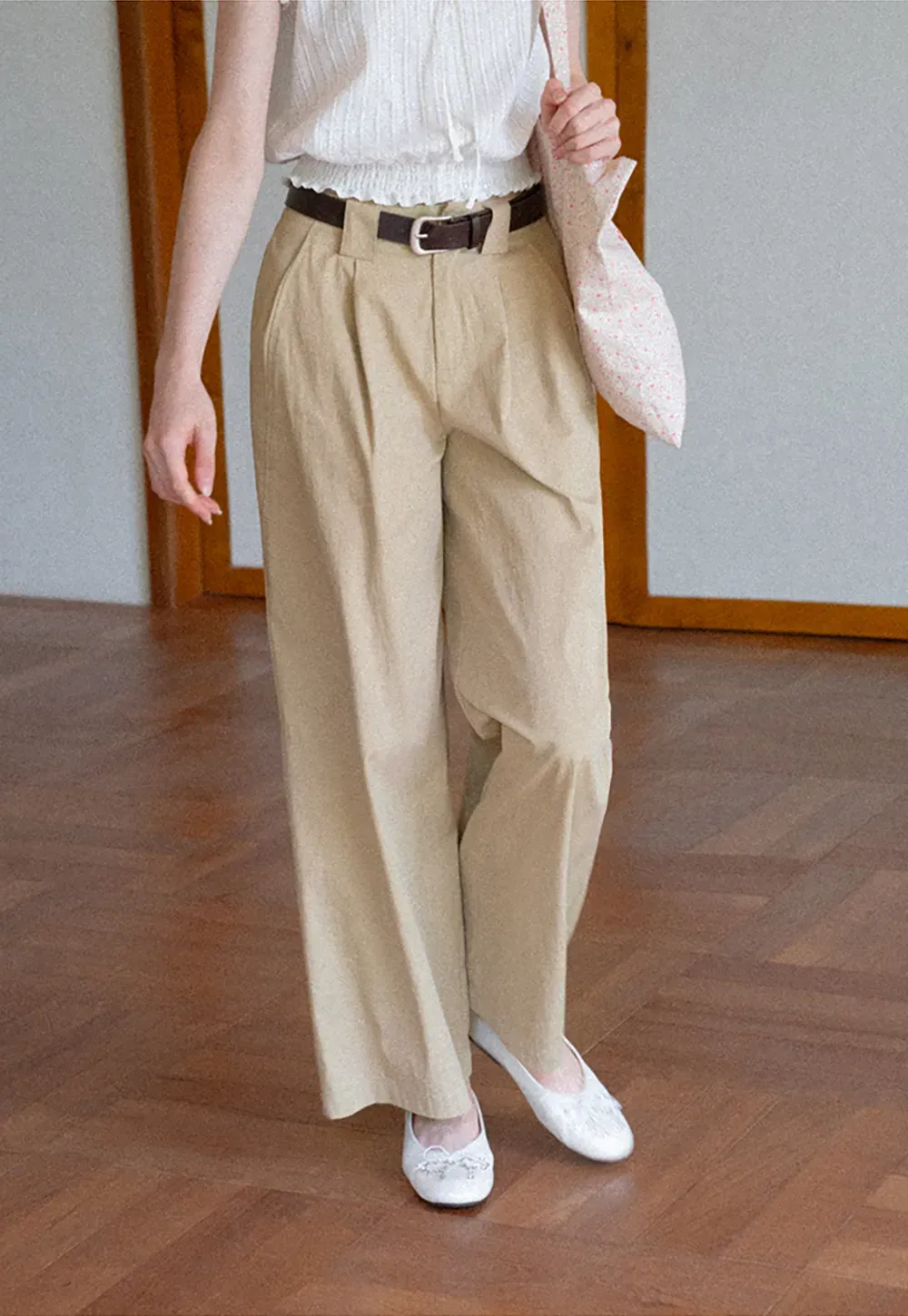Pleated Wide Leg Casual Pants