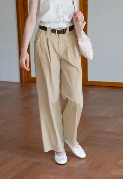 Pleated Wide Leg Casual Pants