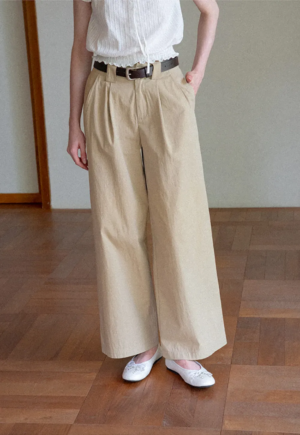 Pleated Wide Leg Casual Pants