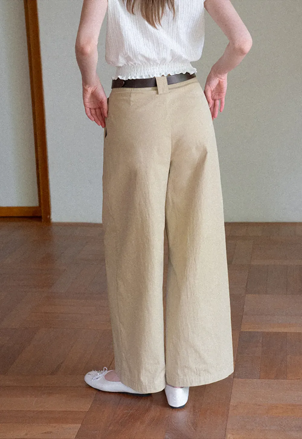 Pleated Wide Leg Casual Pants