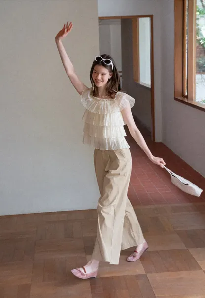Pleated Wide Leg Casual Pants