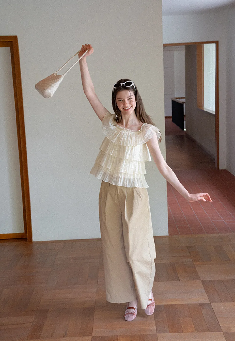 Pleated Wide Leg Casual Pants