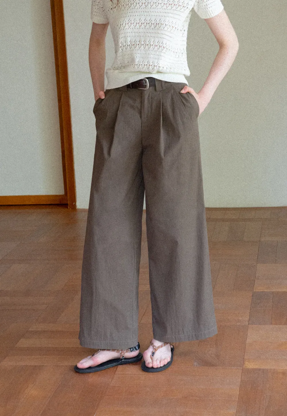Pleated Wide Leg Casual Pants