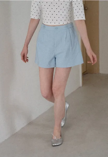 High Waist Pleated Tailored Shorts