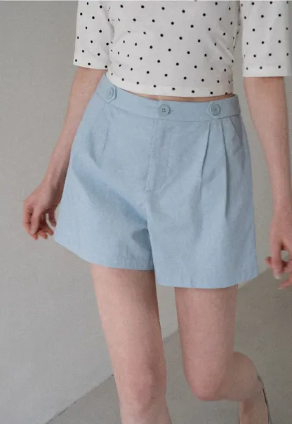 High Waist Pleated Tailored Shorts