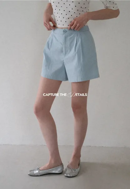 High Waist Pleated Tailored Shorts