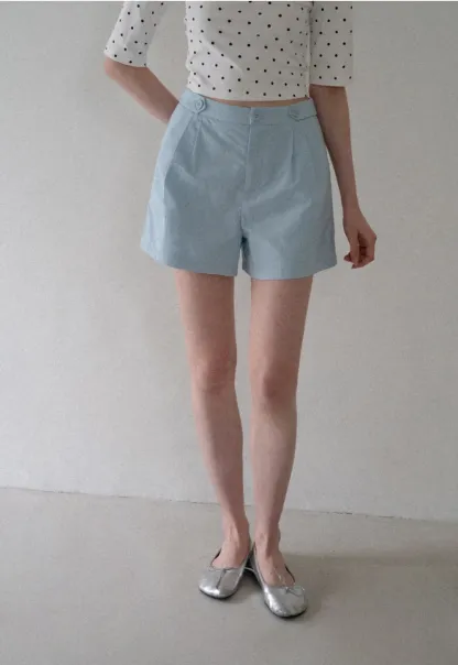 High Waist Pleated Tailored Shorts