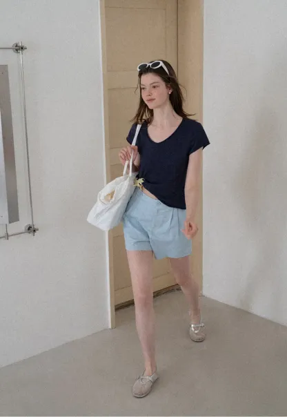 High Waist Pleated Tailored Shorts