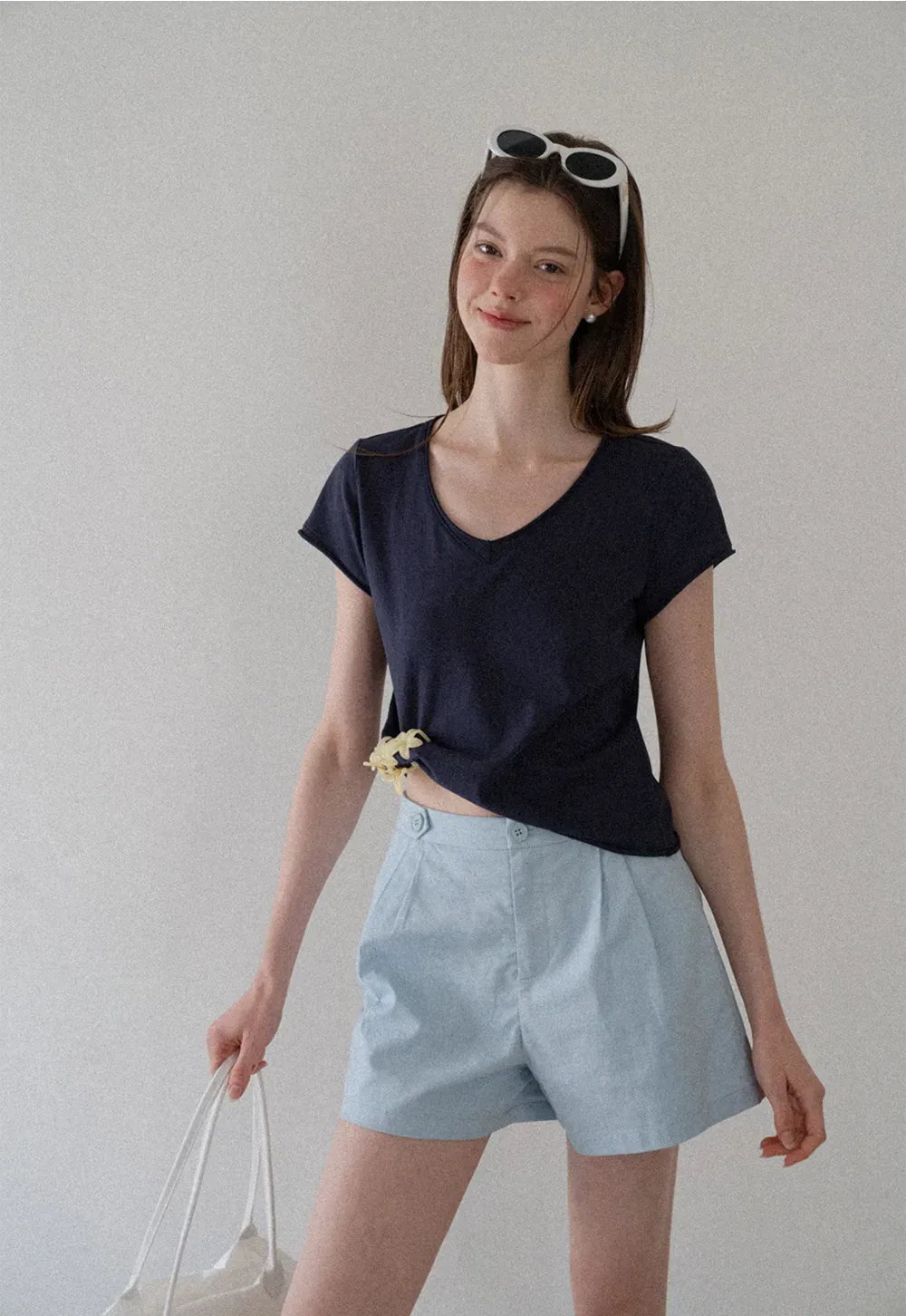 High Waist Pleated Tailored Shorts