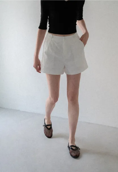 High Waist Pleated Tailored Shorts