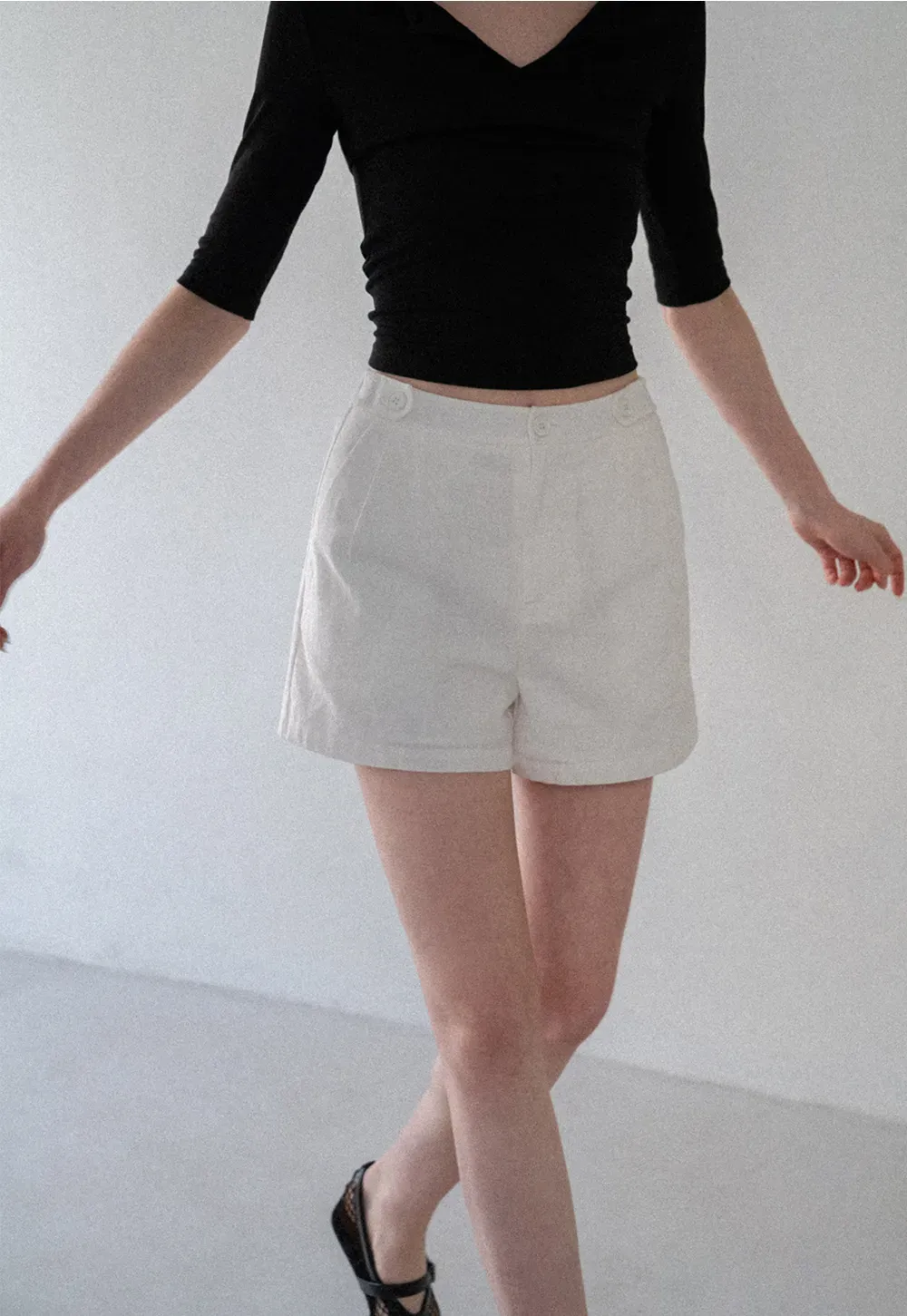 High Waist Pleated Tailored Shorts