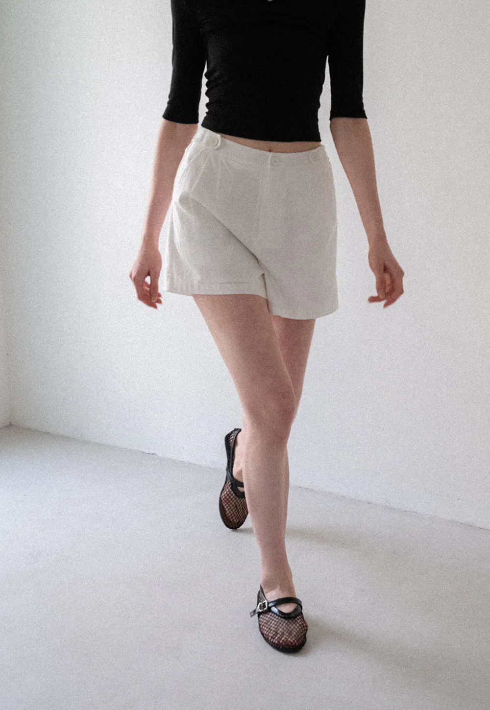 High Waist Pleated Tailored Shorts
