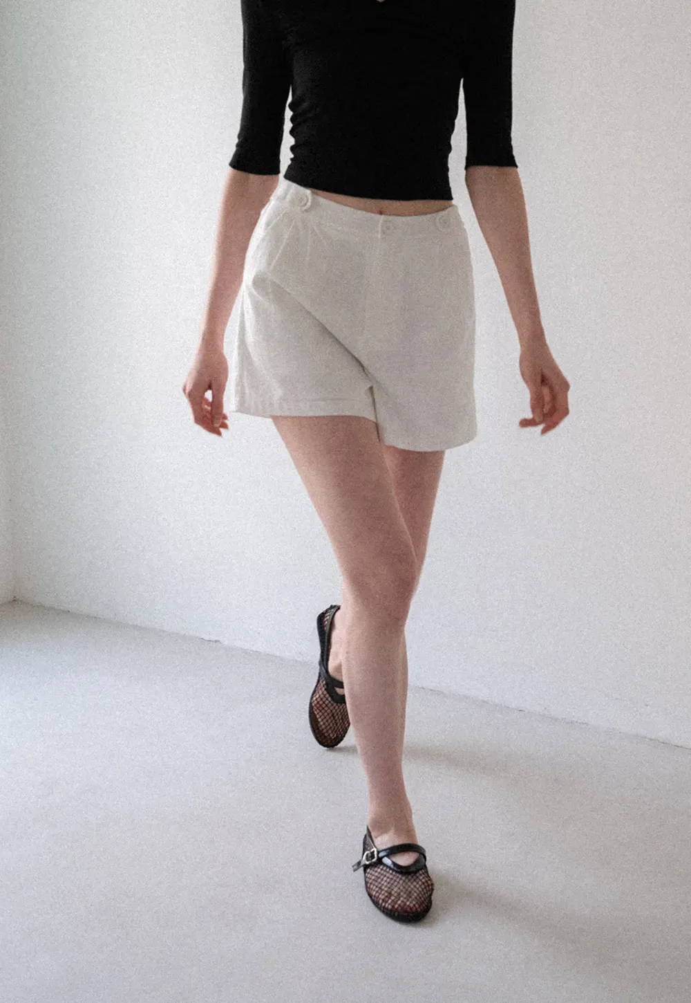 High Waist Pleated Tailored Shorts