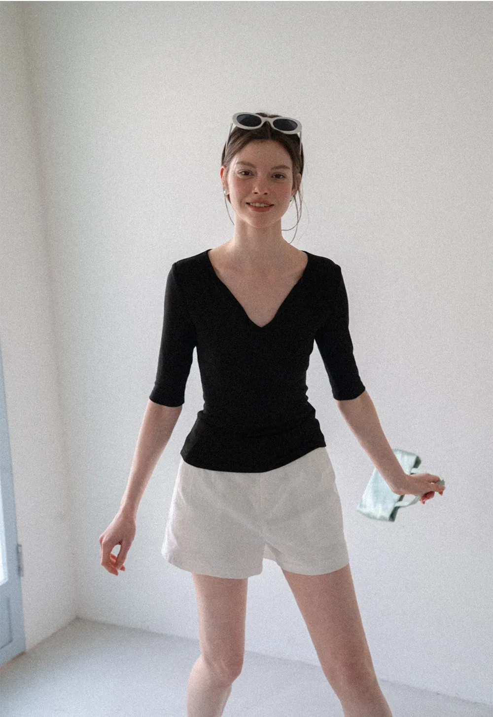 High Waist Pleated Tailored Shorts