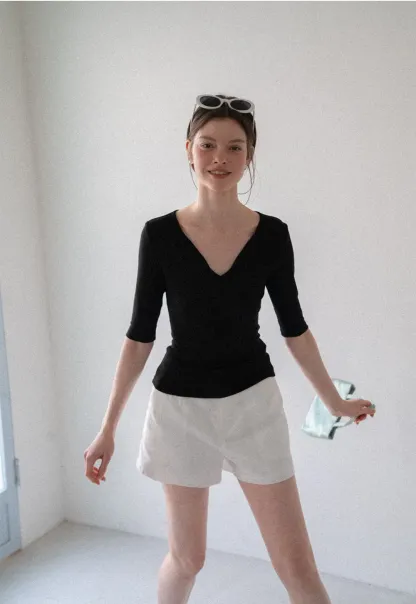 High Waist Pleated Tailored Shorts