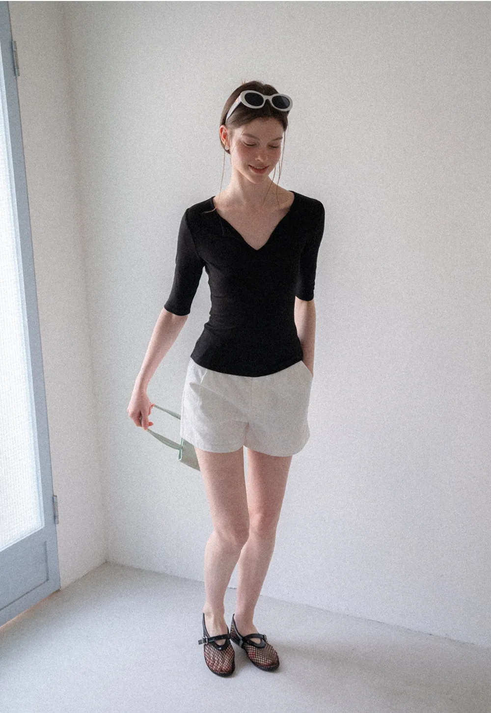 High Waist Pleated Tailored Shorts