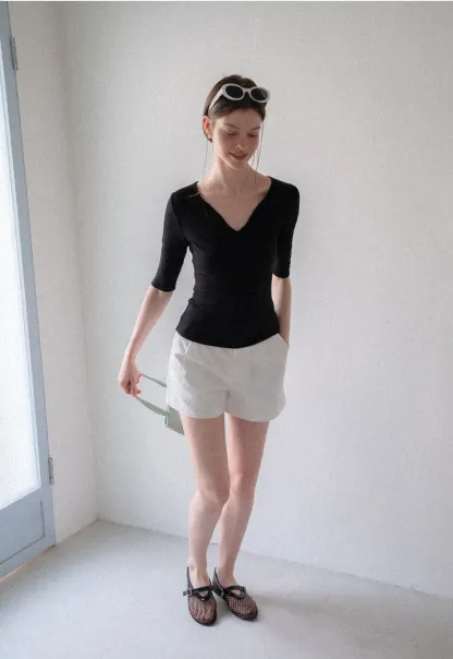 High Waist Pleated Tailored Shorts