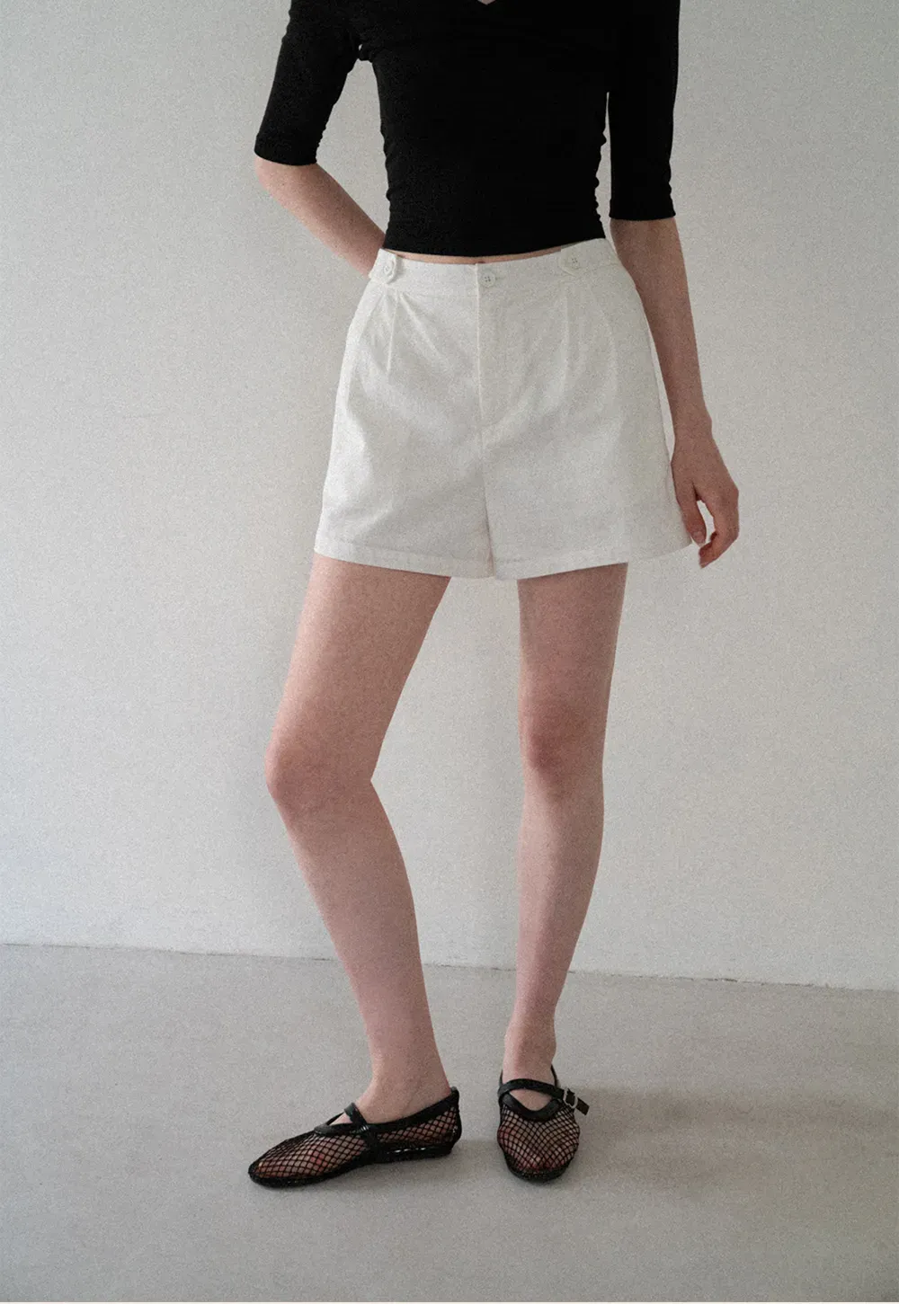 High Waist Pleated Tailored Shorts
