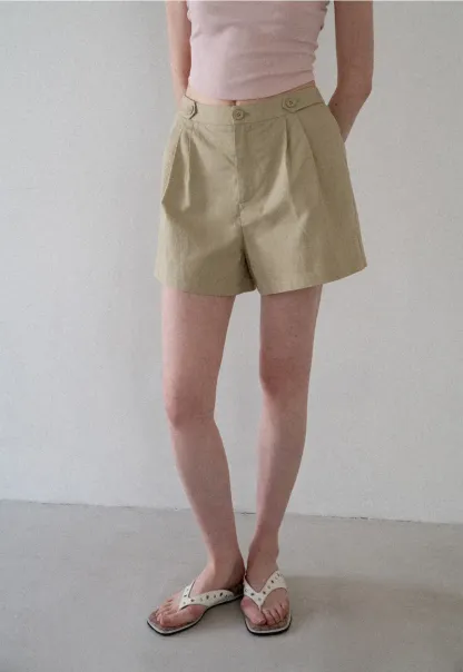 High Waist Pleated Tailored Shorts