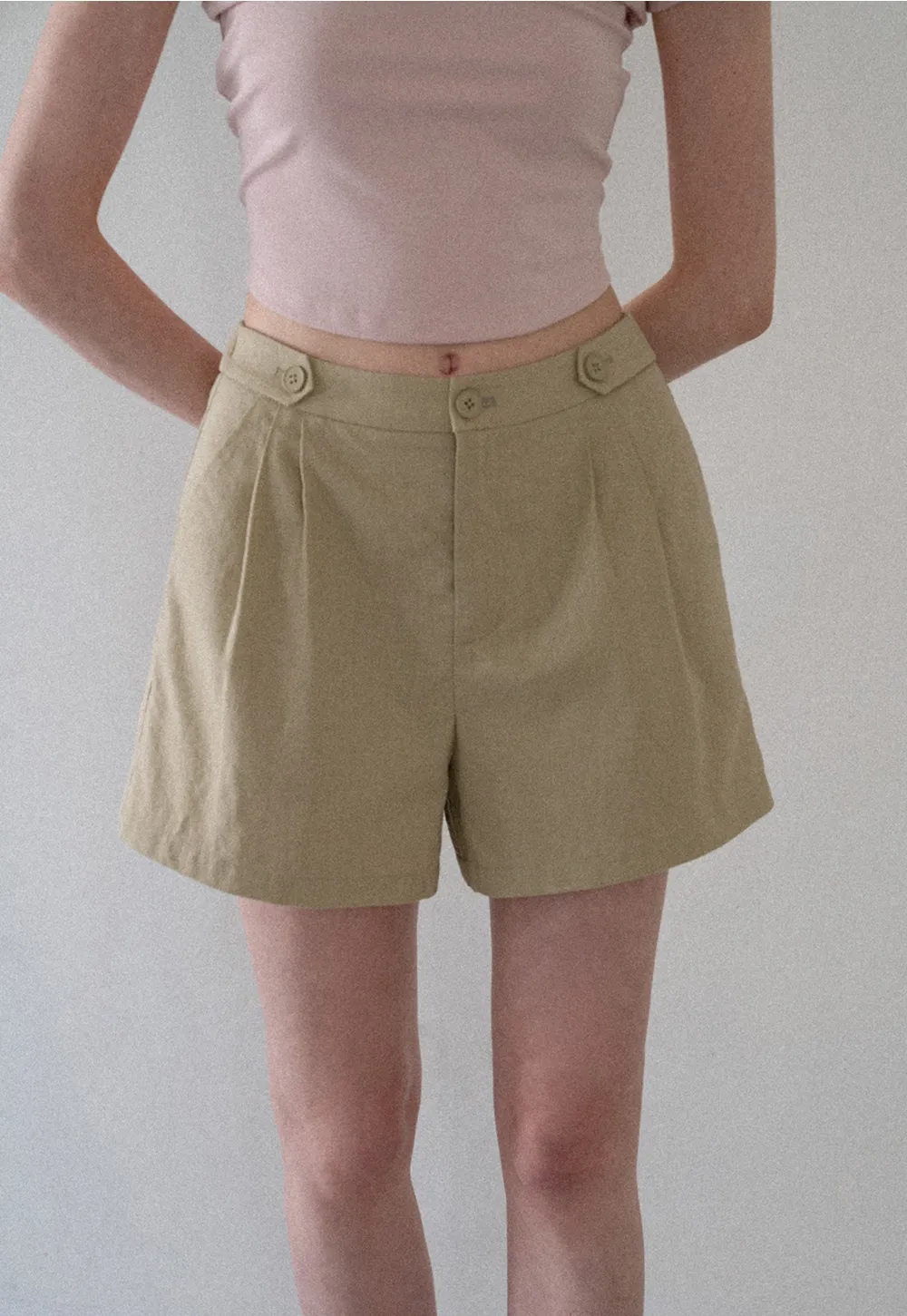 High Waist Pleated Tailored Shorts