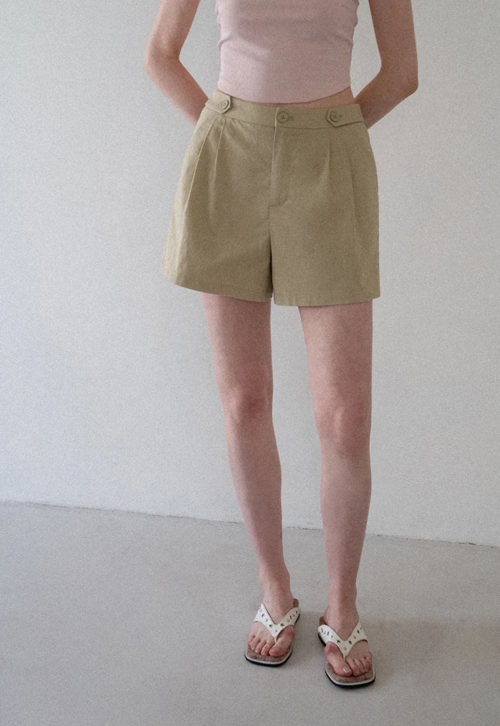High Waist Pleated Tailored Shorts