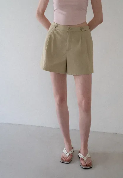 High Waist Pleated Tailored Shorts