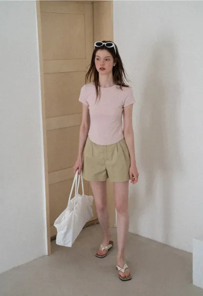 High Waist Pleated Tailored Shorts
