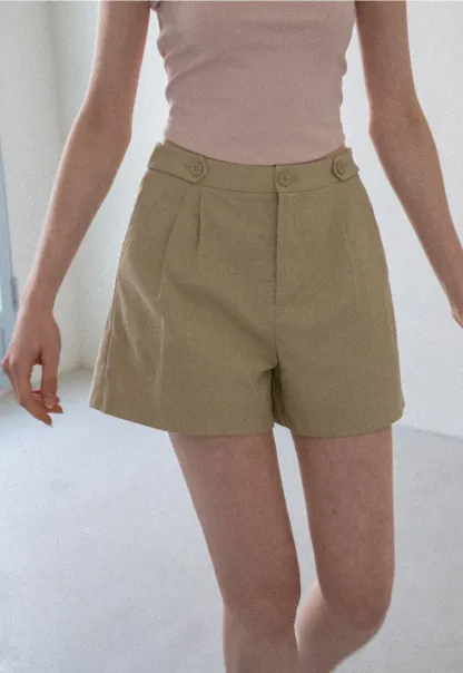 High Waist Pleated Tailored Shorts