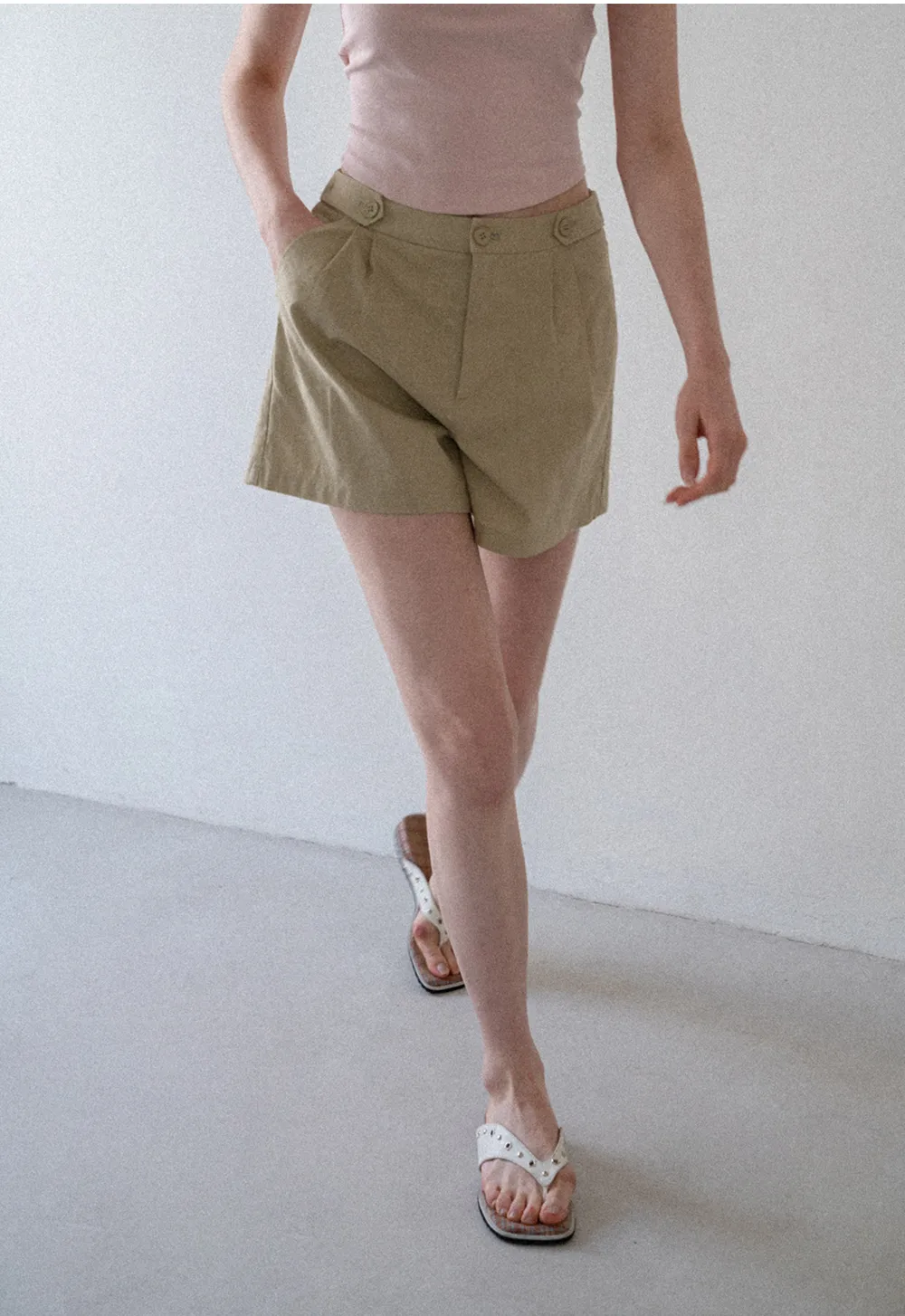High Waist Pleated Tailored Shorts