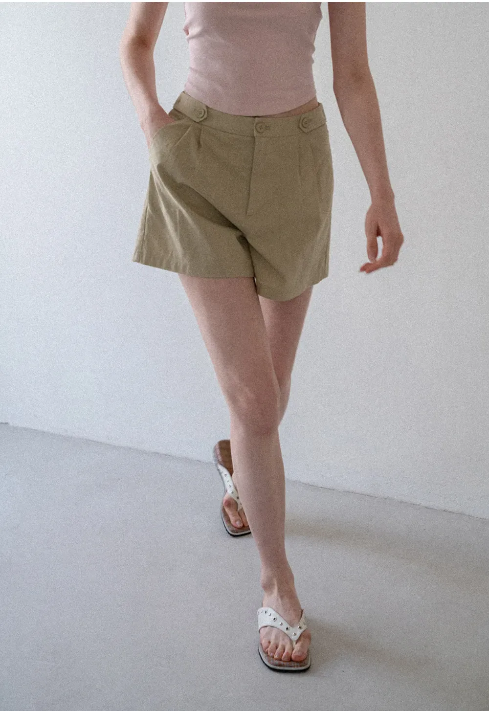 High Waist Pleated Tailored Shorts