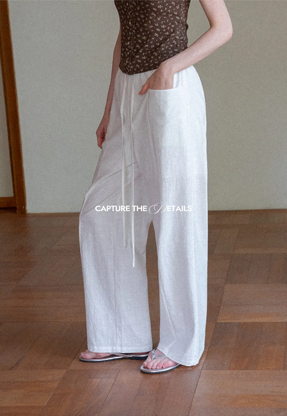 Wide Leg Drawstring Casual Pants