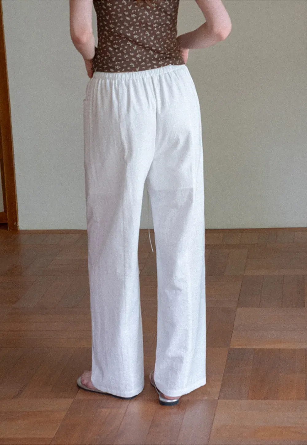Wide Leg Drawstring Casual Pants