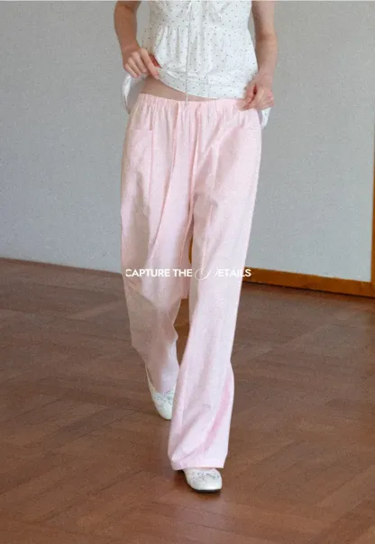 Wide Leg Drawstring Casual Pants