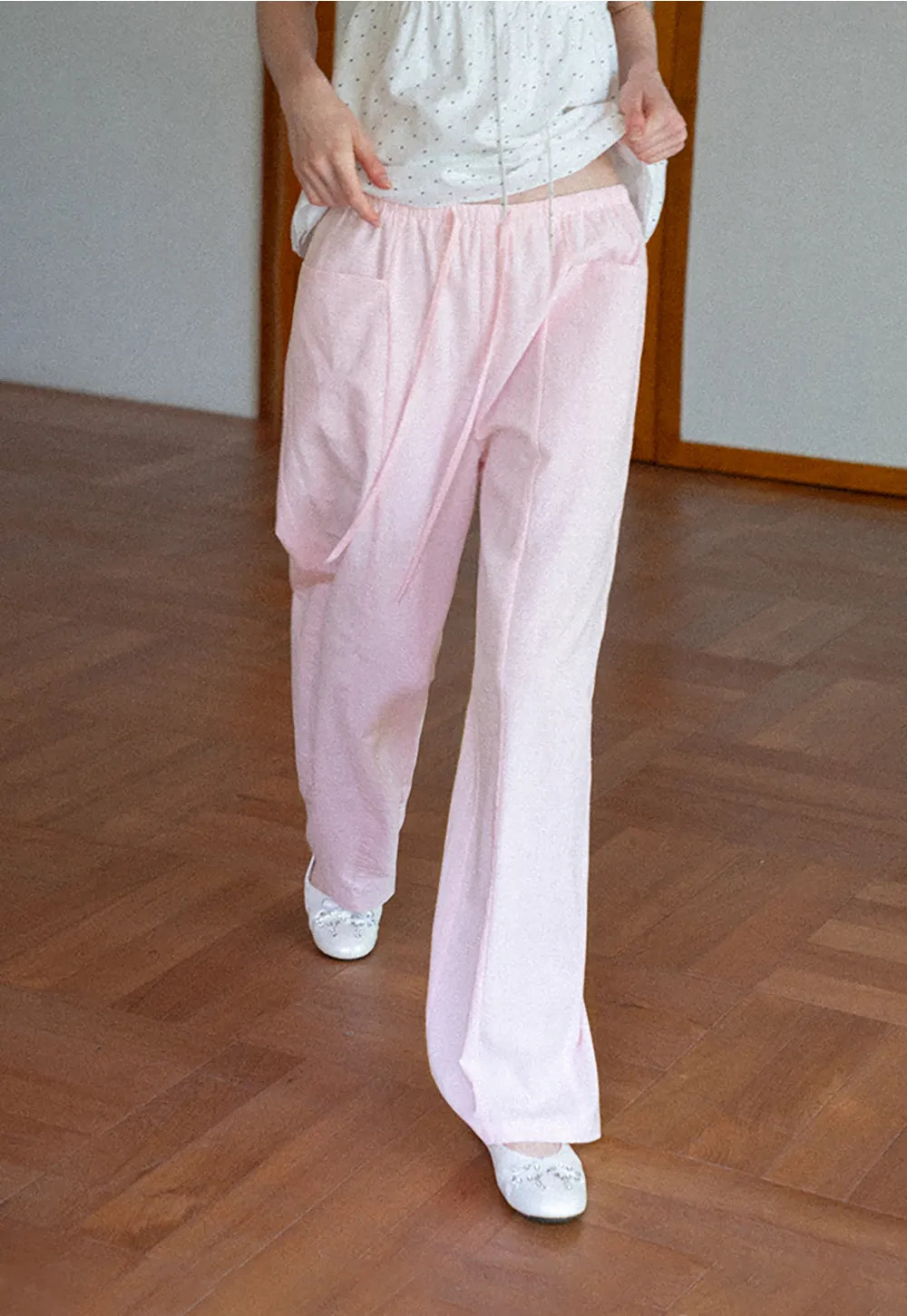 Wide Leg Drawstring Casual Pants