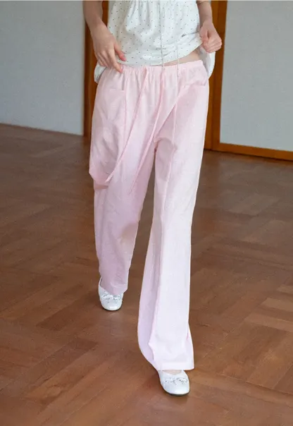 Wide Leg Drawstring Casual Pants