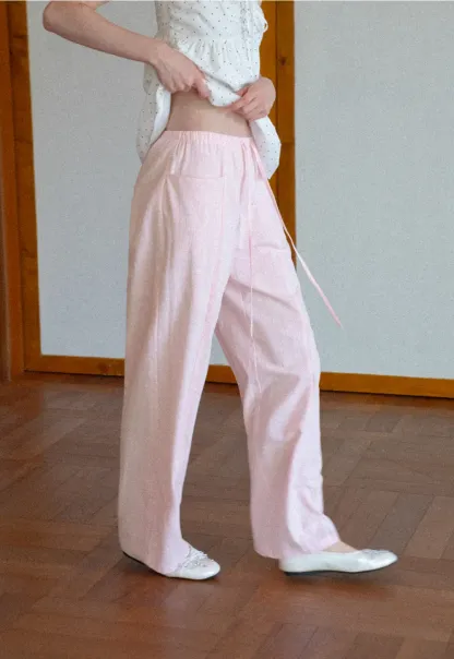 Wide Leg Drawstring Casual Pants