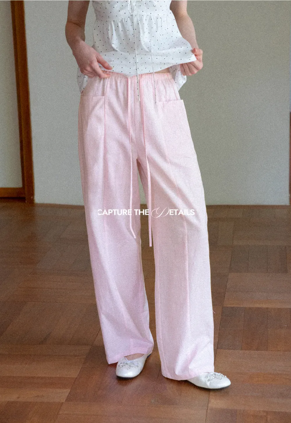 Wide Leg Drawstring Casual Pants