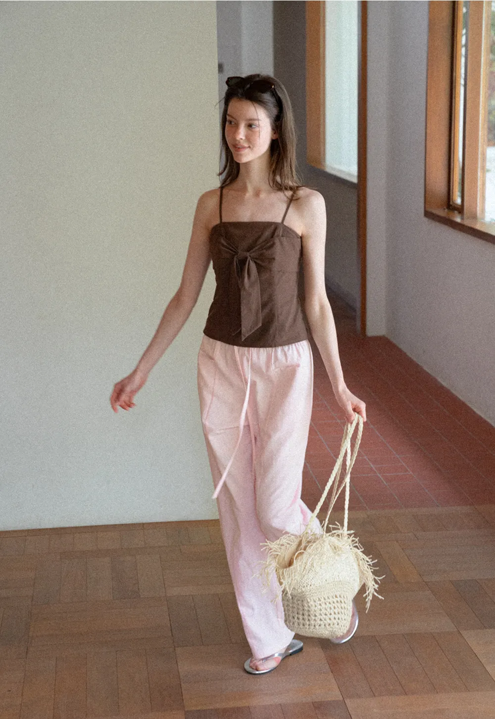 Wide Leg Drawstring Casual Pants