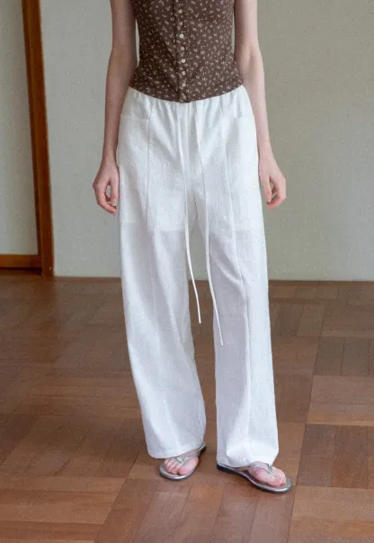 Wide Leg Drawstring Casual Pants