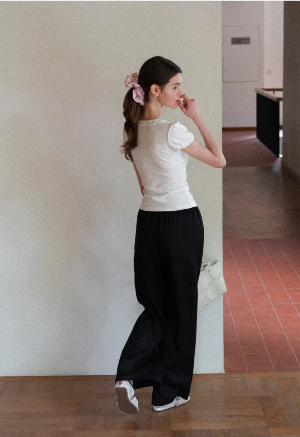 Drawstring Waist Wide Leg Casual Pants