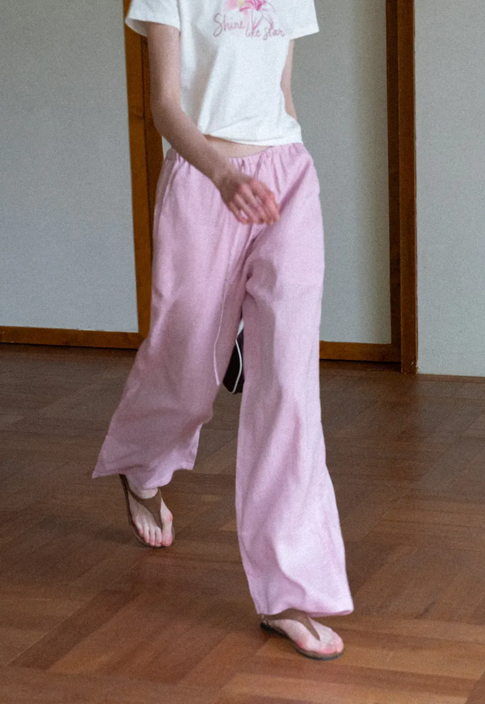 Drawstring Waist Wide Leg Casual Pants