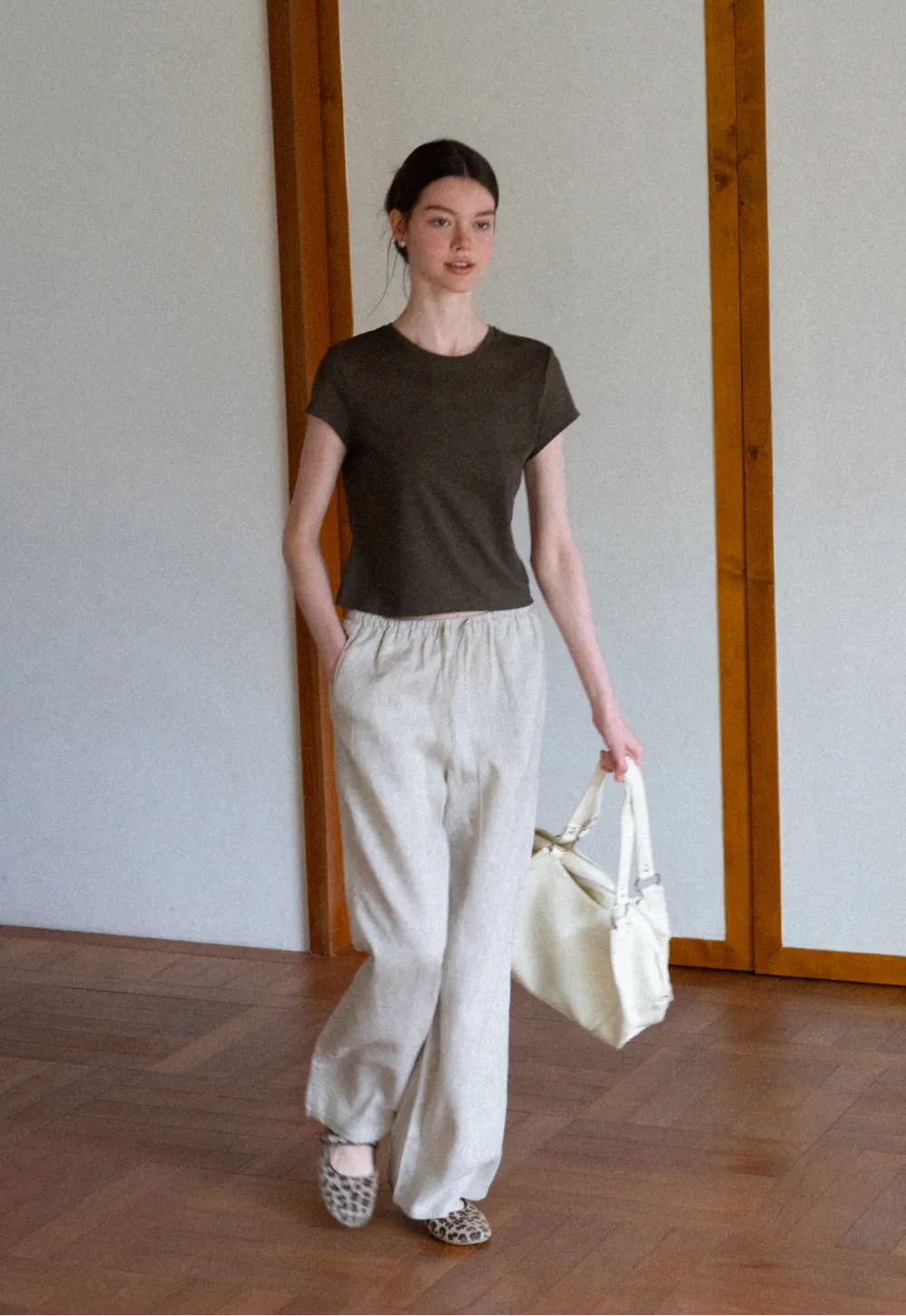 Drawstring Waist Wide Leg Casual Pants
