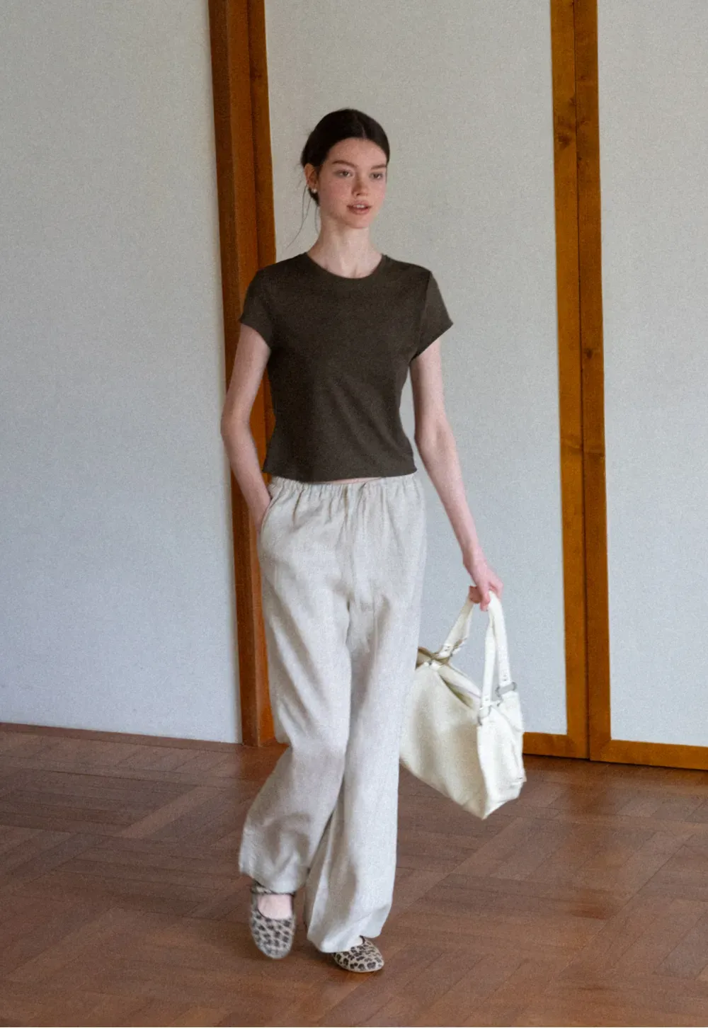 Drawstring Waist Wide Leg Casual Pants