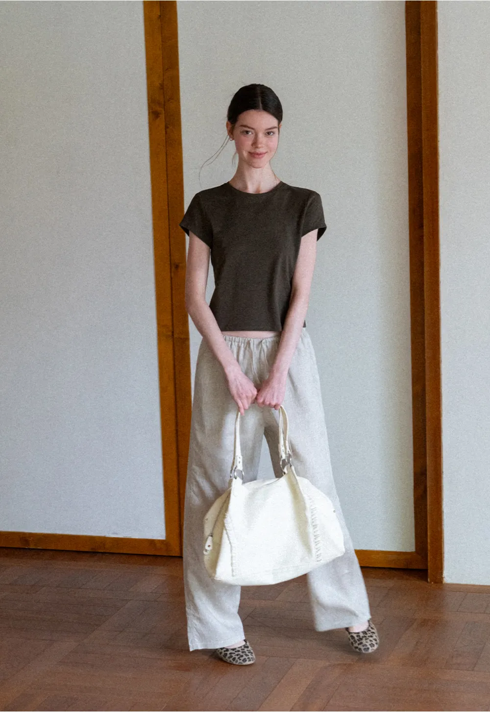 Drawstring Waist Wide Leg Casual Pants