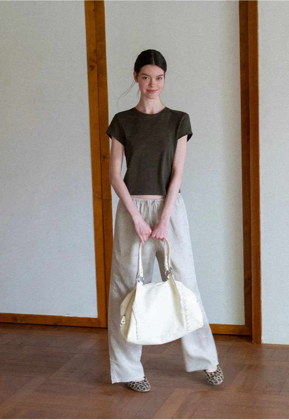 Drawstring Waist Wide Leg Casual Pants