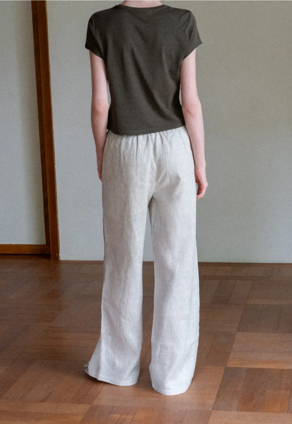Drawstring Waist Wide Leg Casual Pants