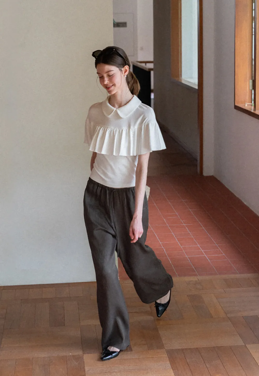 Drawstring Waist Wide Leg Casual Pants