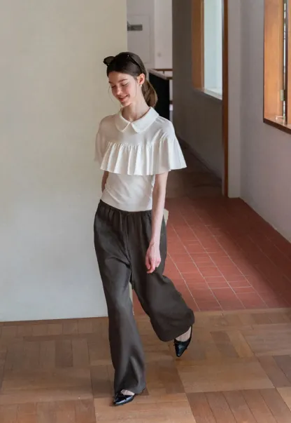 Drawstring Waist Wide Leg Casual Pants