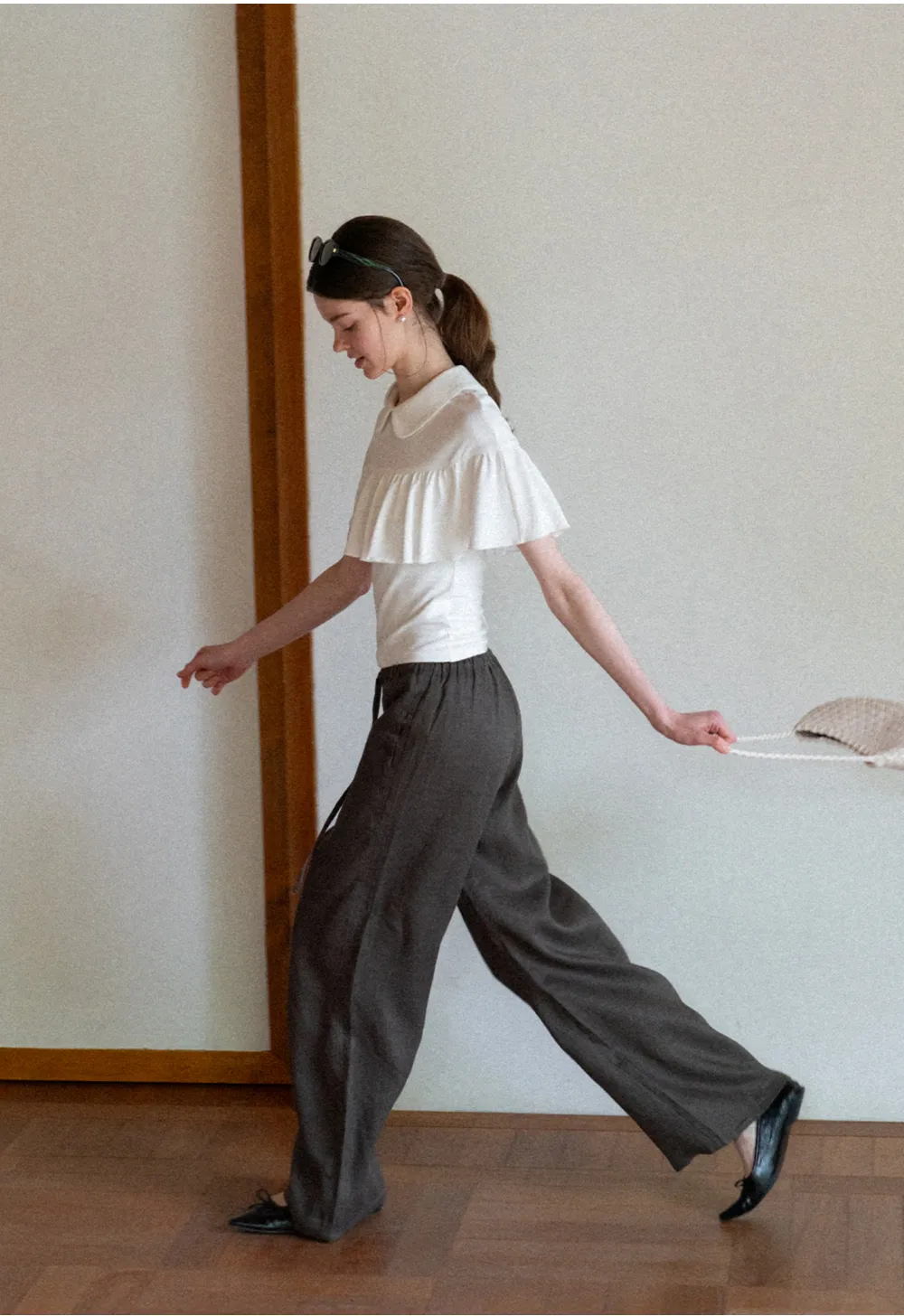 Drawstring Waist Wide Leg Casual Pants