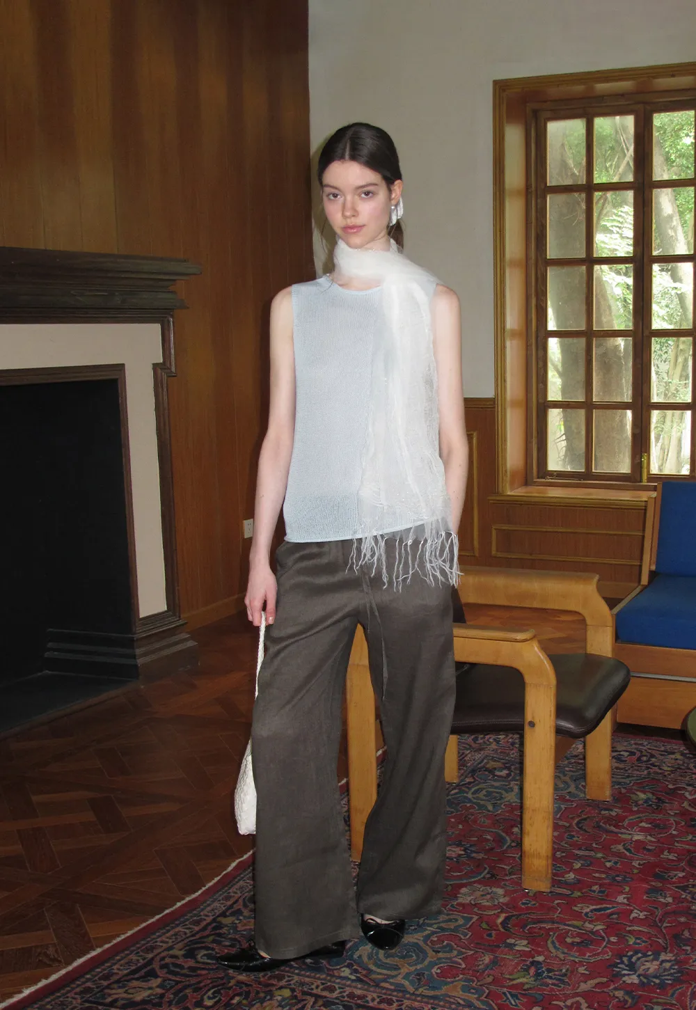 Drawstring Waist Wide Leg Casual Pants